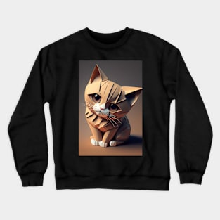 Cute Cat Portrait Paper Art Style Crewneck Sweatshirt